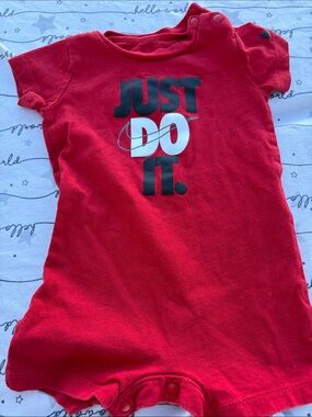 Nike Red 'Just Do It.' Short Sleeve Baby Romper